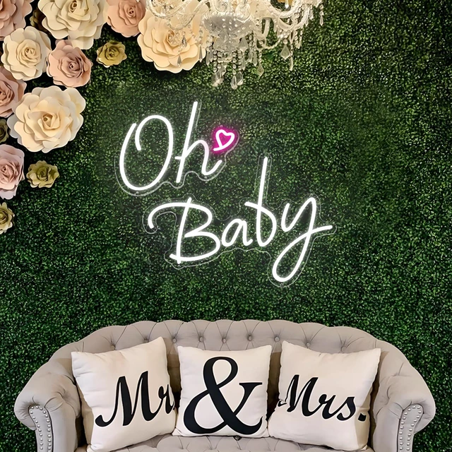 Alt view image 4 of 4 - Oh Baby Neon Sign LED Light up Sign for Backdrop Decor 37.7x15.7inch Gender Reveal,Bedroom Wall Decor White