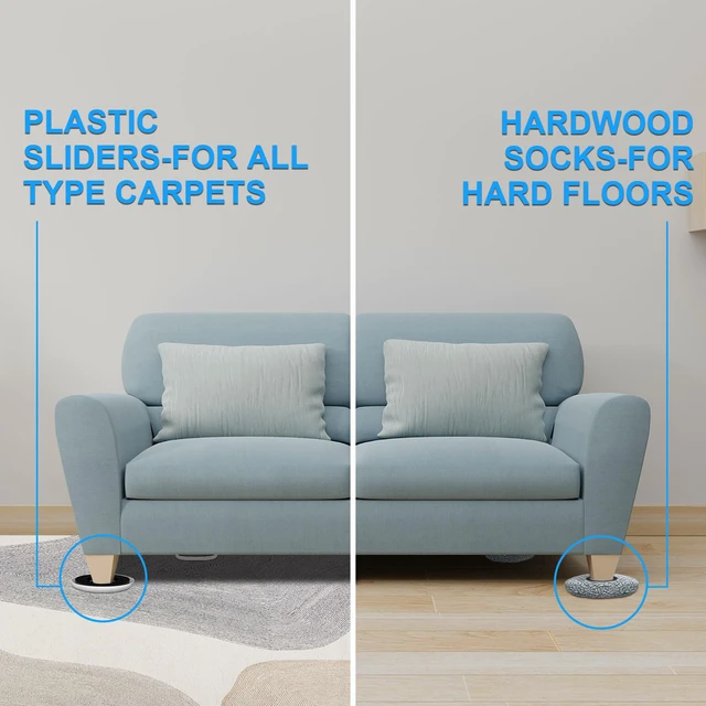 Alt view image 3 of 7 - New Upgrade Furniture Sliders - Multi-Surface 3-in-1 Movers Sliders Round Moving Pads with 8PCS 4.3" Carpet Sliders + 4PCS Hard Floor Socks + 1 Lifter - Protect Floor and Easily Move Furniture