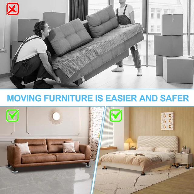 Alt view image 5 of 7 - New Upgrade Furniture Sliders - Multi-Surface 3-in-1 Movers Sliders Round Moving Pads with 8PCS 4.3" Carpet Sliders + 4PCS Hard Floor Socks + 1 Lifter - Protect Floor and Easily Move Furniture
