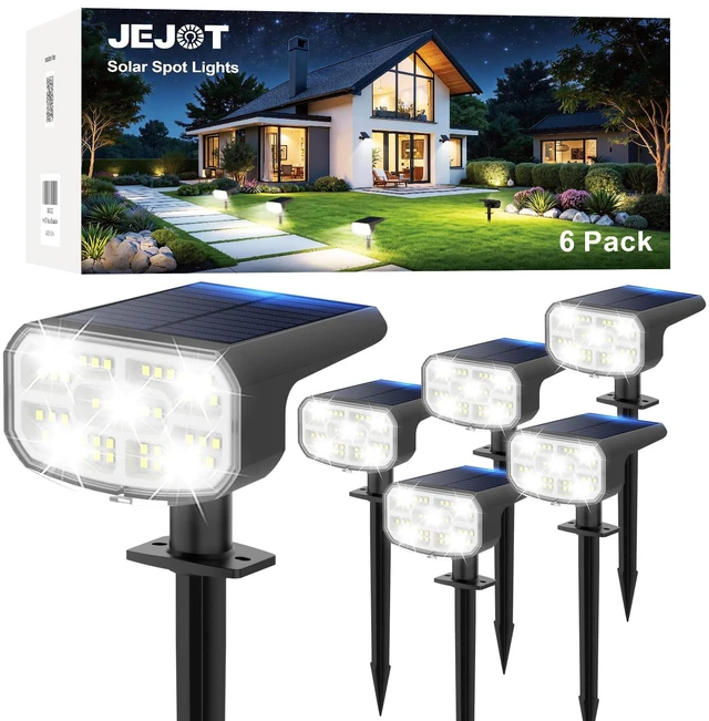 Main image of Solar Spot Lights Outdoor Waterproof, Solar Spotlights, 6 Pack 2 Lighting Modes, 120° Adjustable Solar Lights for Yard Garden Lawn Landscape Pathway, Cool White