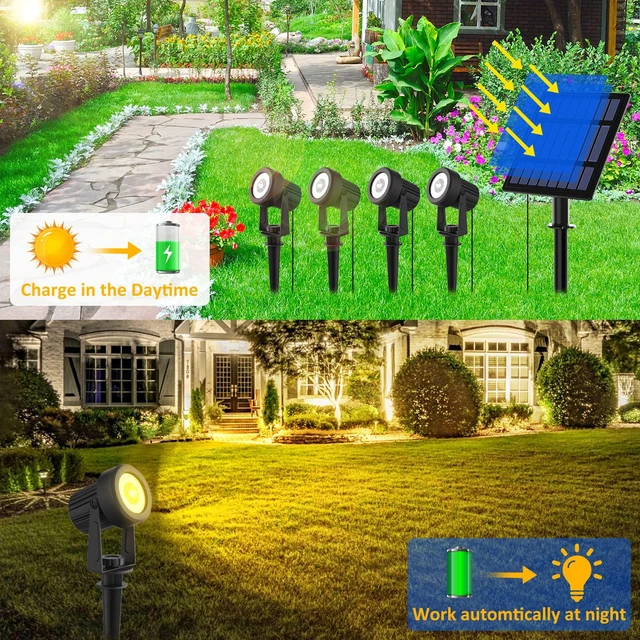 Alt view image 2 of 7 - Solar Christmas Spotlight Outdoor Warm White 3000K Auto On/Off for Garden Flag Tree Patio Yard Driveway Pathway Halloween