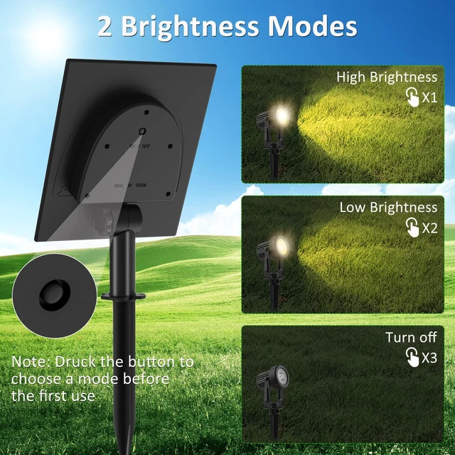 Alt view image 3 of 7 - Solar Christmas Spotlight Outdoor Warm White 3000K Auto On/Off for Garden Flag Tree Patio Yard Driveway Pathway Halloween