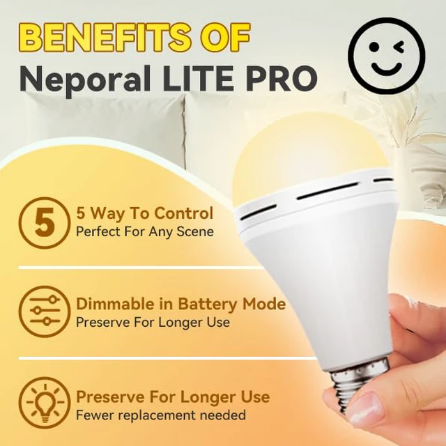 Alt view image 3 of 7 - Emergency-Rechargeable-Light-Bulb, Stay Lights Up When Power Failure, 15W 80W Equivalent LED Light Bulbs for Home, Camping, Tent (Soft White, 4 Pack 2600mAh)