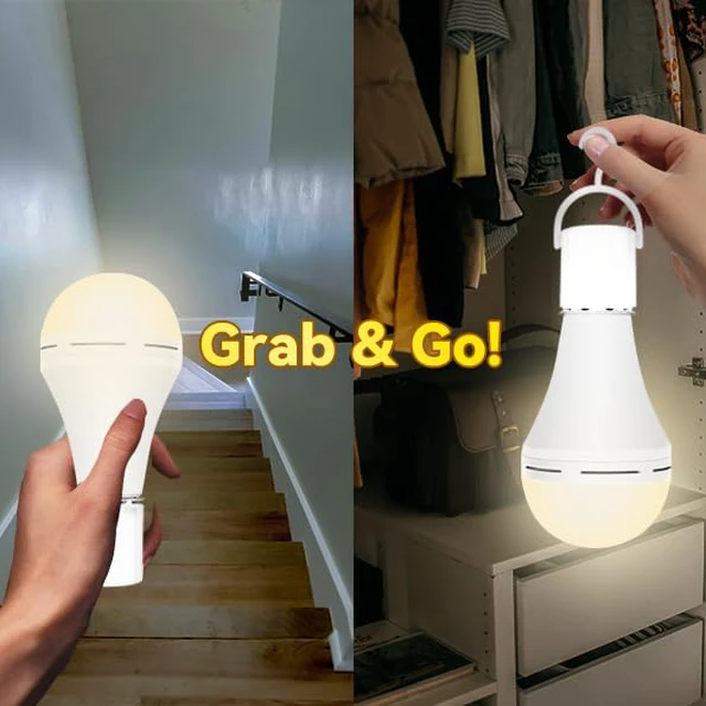 Alt view image 7 of 7 - Emergency-Rechargeable-Light-Bulb, Stay Lights Up When Power Failure, 15W 80W Equivalent LED Light Bulbs for Home, Camping, Tent (Soft White, 4 Pack 2600mAh)