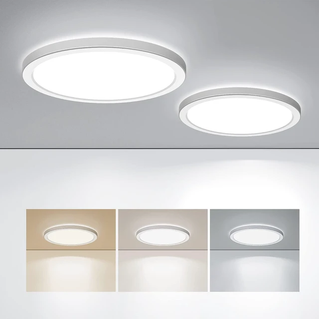 Main image of LED Flush Mount Ceiling Light, 9 Inch 18W 3000K/4000K/5000K Hardwire Light Fixture, Ultra Thin Round White Lamp for Kitchen Porch Bedroom Hallway Stairwell Basement, Non-dimmable 2 Pack