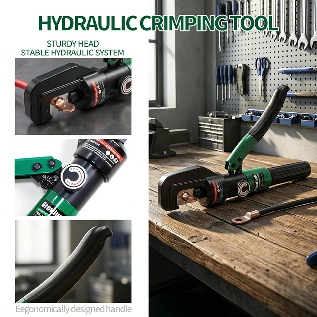 Alt view image 4 of 7 - Hydraulic Crimping Tool, 2/0 Battery Cable Crimper, 10T Hydraulic Crimper for US AWG Size 12-2/0 Gauge Stranded (9 Sets of US Standard Crimping Dies: 12, 10, 8, 6, 4, 2, 1, 0, and 00AWG)