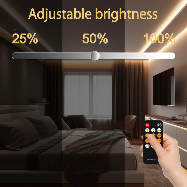 Alt view image 2 of 6 - COB LED Strip Light Warm White, High Bright LED Lights with 2400LEDs, RF Remote and UL Power Supply, 2700K Dimmable LED Rope Lights for Mirror, Bedroom, Kitchen, DIY Home Decoration