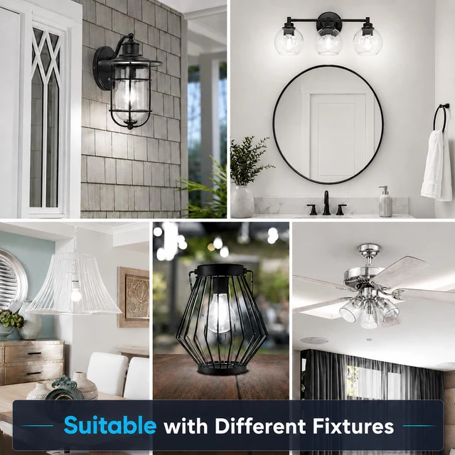 Alt view image 6 of 7 - A19 Vintage Dimmable LED Light Bulbs, E26 Base 60W Equivalent, 6 Pack 4000K Natural White, 8W, 800 Lumens High Brightness, CRI 80+, Clear Glass Edison Filament, for Home, Farmhouse