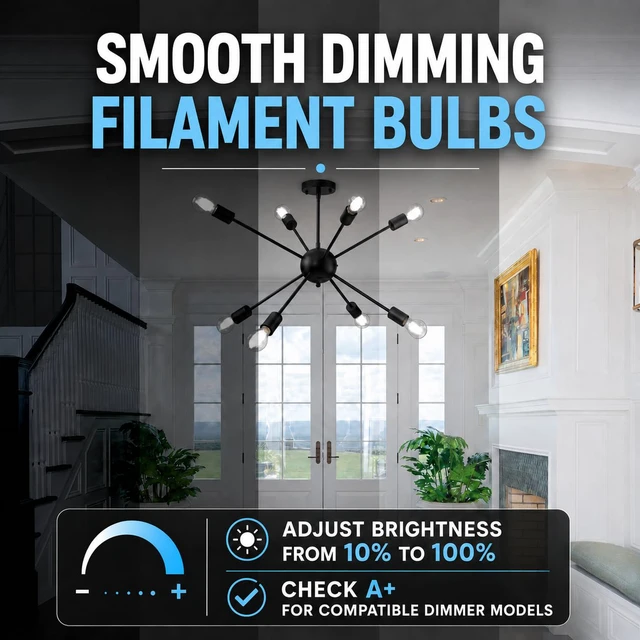 Alt view image 7 of 7 - A19 Vintage Dimmable LED Light Bulbs, E26 Base 60W Equivalent, 6 Pack 4000K Natural White, 8W, 800 Lumens High Brightness, CRI 80+, Clear Glass Edison Filament, for Home, Farmhouse