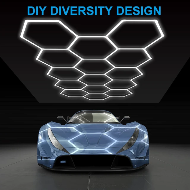Alt view image 2 of 7 - LED Hexagon Garage Lights: 15900LM Super Bright 3 Hexagon LED Lights Car Detailing Hexagonal Light for Garage Workshop Warehouse Basement Gym