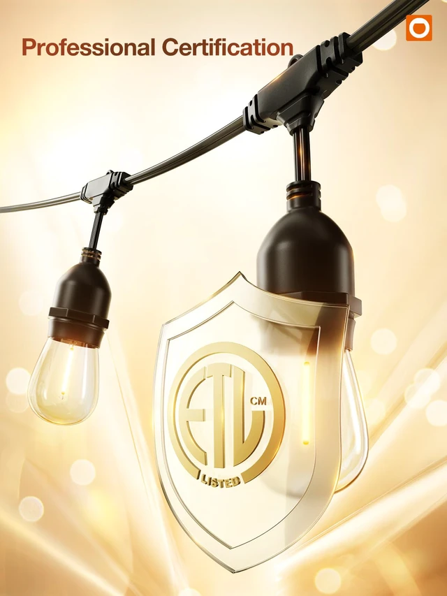 Alt view image 5 of 7 - LED Outdoor String Lights 36FT Edison Vintage Weatherproof ETL Commercial Grade Strand with Shatterproof Bulbs, Decorative Hanging Lights for Patio Backyard Garden Cafe Bistro Deck
