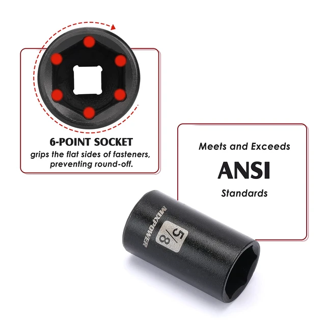 Alt view image 4 of 7 - 14 Pieces 1/2-Inch Drive Shallow Impact Socket Set, 3/8-Inch to 1-1/4 Inch, CR-V, SAE, 6 Point, Shallow, 14 Pieces 1/2" Dr. Shallow Socket