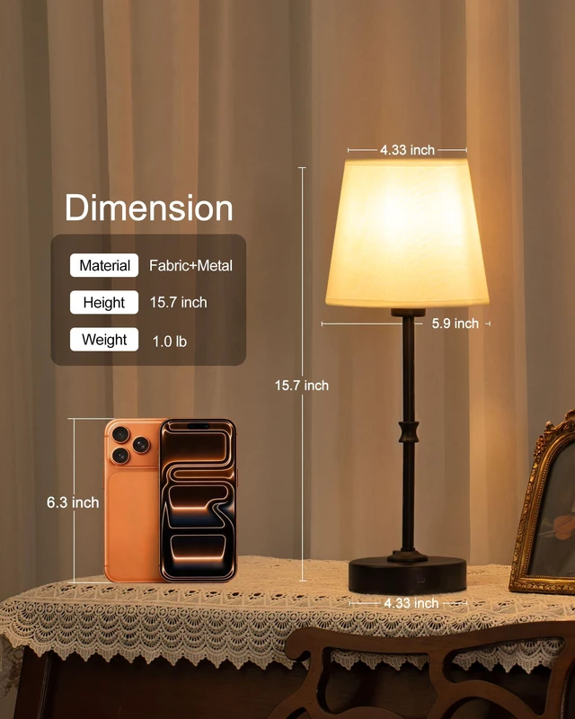 Alt view image 5 of 7 - Cordless Table Lamp Rechargeable: Fast Charging & Long Lasting - 2700K Warm Light Small Vintage Brass Entryway Lamps - Dinning Living Room Bedroom - Black