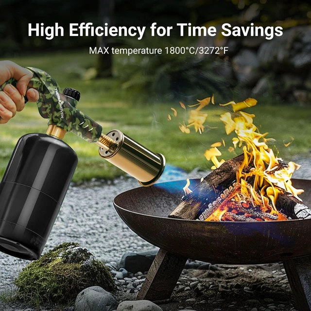 Alt view image 5 of 7 - Propane Torch Gun, Adjustable Cooking Torch, Camouflage Green Powerful Blow Torch for Sous Vide, Steak Searing, BBQ, Grilling, Campfires and Charcoal Lighting (Tank Not Included)