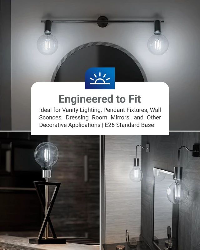 Alt view image 4 of 7 - 10 Pack G25 LED Light Bulb, Globe, E26, 5W=60W, 5000K Daylight 500LM, CRI80, Dimmable, Edison Vintage Filament, Medium Base, Lamp, Pendant, Chandelier, Indoor/Outdoor Lighting, Wet Rated