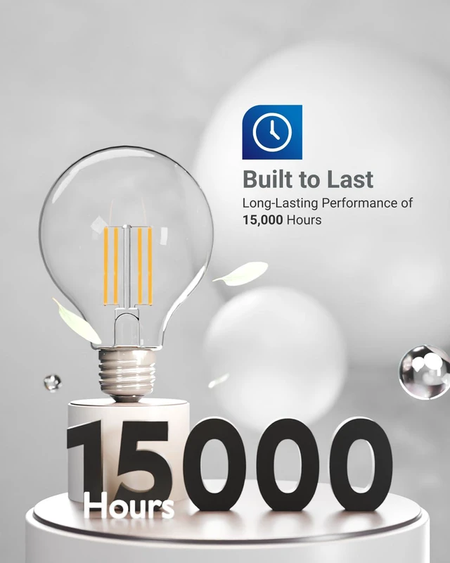 Alt view image 5 of 7 - 10 Pack G25 LED Light Bulb, Globe, E26, 5W=60W, 5000K Daylight 500LM, CRI80, Dimmable, Edison Vintage Filament, Medium Base, Lamp, Pendant, Chandelier, Indoor/Outdoor Lighting, Wet Rated