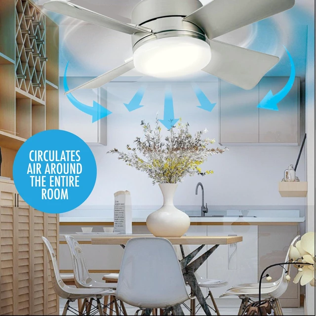 Alt view image 3 of 7 - Socket Breeze Cool Light Deluxe Silver Ceiling Fans with LED Lights and Remote Control, Replacement for Lightbulb - Bedroom, Kitchen, Living Room,1000 Lumens / 5000 Kelvins