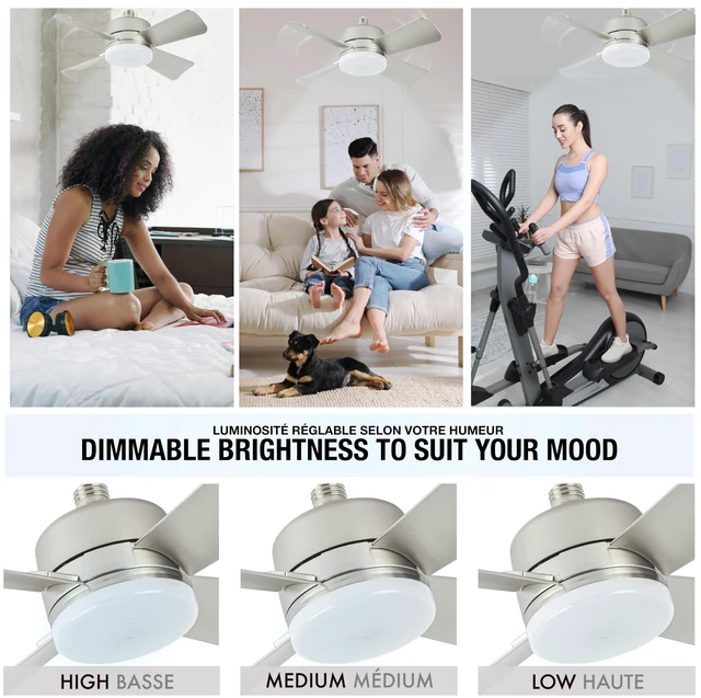 Alt view image 6 of 7 - Socket Breeze Cool Light Deluxe Silver Ceiling Fans with LED Lights and Remote Control, Replacement for Lightbulb - Bedroom, Kitchen, Living Room,1000 Lumens / 5000 Kelvins