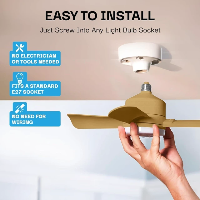 Alt view image 2 of 7 - Socket Breeze Cool Light Deluxe Bronze Ceiling Fans with LED Lights and Remote Control, Replacement for Lightbulb - Bedroom, Kitchen, Living Room,1000 Lumens / 5000 Kelvins