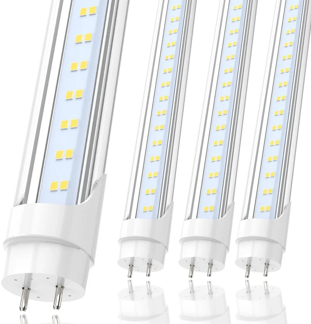 Main image of 4FT LED T8 Type A+B Tube Lights, 24W(65W Equivalent), 3200LM, 5000K Single or Double End Powered, Plug and Play or Ballast Bypass, 4 Foot T10 T12 Fluorescent Bulbs Replacement, Clear(4-Pack)
