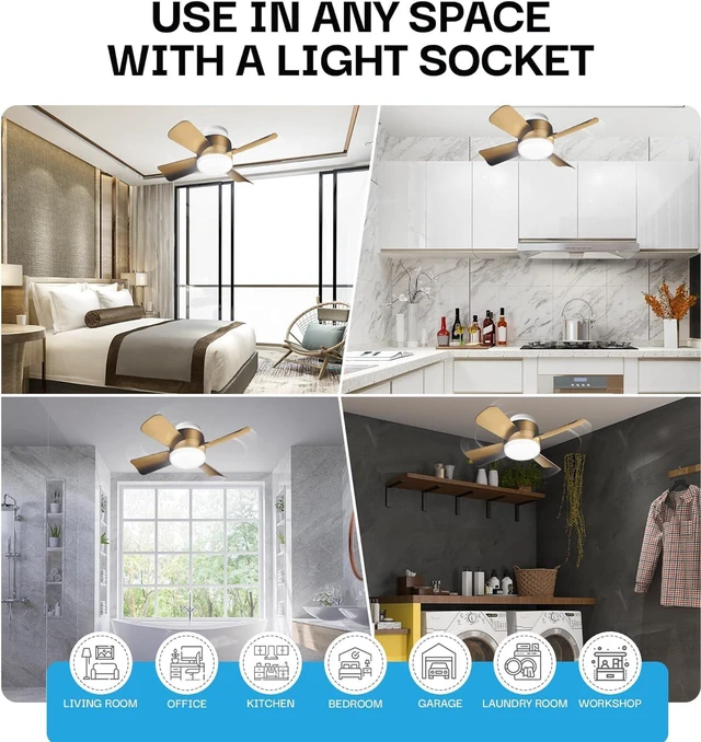 Alt view image 5 of 7 - Socket Breeze Cool Light Deluxe Bronze Ceiling Fans with LED Lights and Remote Control, Replacement for Lightbulb - Bedroom, Kitchen, Living Room,1000 Lumens / 5000 Kelvins