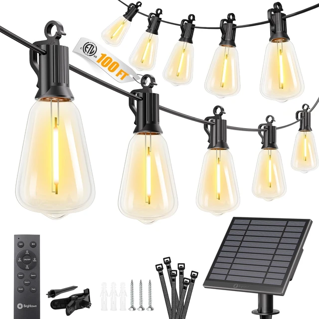 Main image of 100FT Solar String Lights Outdoor, 31+2 Shatterproof LED Lights Waterproof, Remote Control, Dimmable, Timer, 3 Light Modes Solar Lights for Yard, Camping, Parties and Outdoor Decor