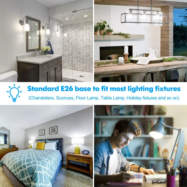 Alt view image 6 of 6 - LED Light Bulbs, 100 Watt Equivalent A19 LED Bulbs, 13W 5000K Daylight White 1500 Lumens Non-Dimmable Bright E26 Edison Medium Screw Bulbs for Home Bedroom Kitchen Living Room Office Lamp, 10-Pack