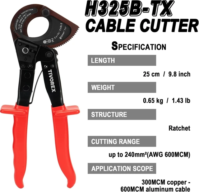 Alt view image 7 of 7 - Battery Cable Lug Crimping Tool for AWG 10-1/0 Electrical Lug with 2pcs Cable Cutter 64pcs Ring Terminals and 70pcs Heat Shrink Tubing