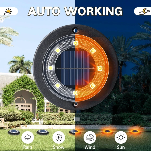 Alt view image 2 of 7 - Solar Lights Outdoor WaterproofOrange 12 Pack 2-in-1 Ground Lights Halloween Lights Outdoor Solar Disk Light Landscape Light for Deck Step Patio Yard Pathway Walkway Driveway Garden