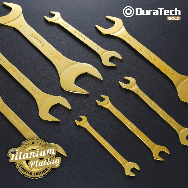 Alt view image 5 of 7 - Super-Thin Open End Wrench Set, SAE, 8-Piece, 1/4" to 1-1/16" Slim Wrench Set, Titanium Plating, Rolling Pouch