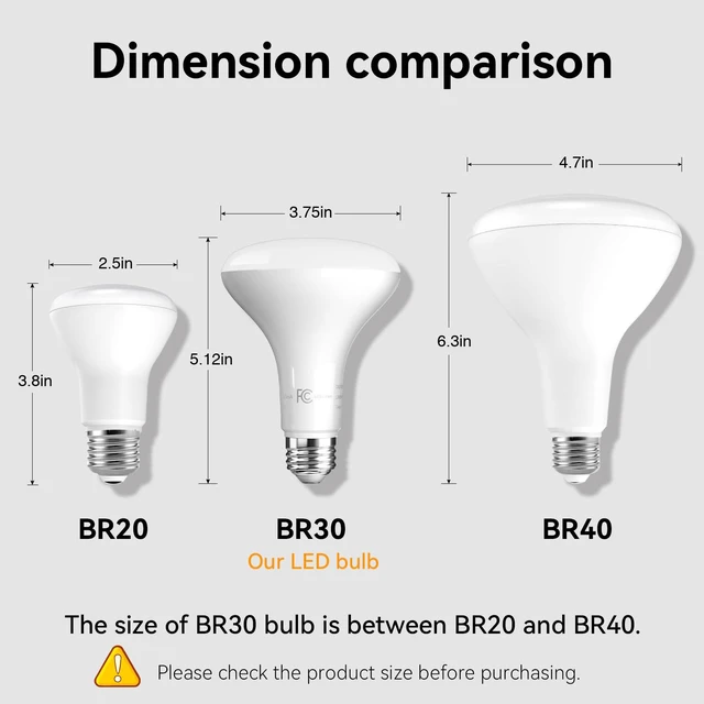 Alt view image 7 of 7 - 24 Pack BR30 Flood Light Bulb Indoor, Soft White Recessed Light Bulbs 65W Equivalent, Dimmable, 2700K Warm White, E26 Base Can Light Bulbs for Kitchen Ceiling, Replacement Incandescent, 9W, 800LM
