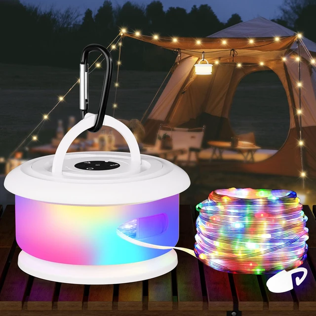 Main image of Camping String Lights, Retractable 32.8FT Rechargeable Fairy Light Quick Storage RGB Flash Lamp Outdoor Waterproof, Portable Hanging Lantern for Outside Tent Patio Awning Garden RV Essentials
