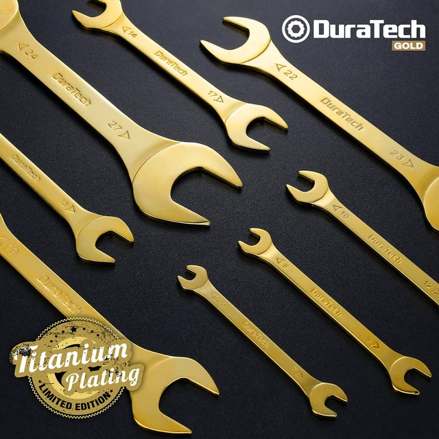 Alt view image 5 of 7 - Super-Thin Open End Wrench Set, 8-Piece, Metric Slim Wrench Set, 5.5, 7, 8, 9, 10, 11, 12, 13, 14, 17, 19, 21, 22, 23, 24, 27 mm, Titanium Plating, Rolling Pouch