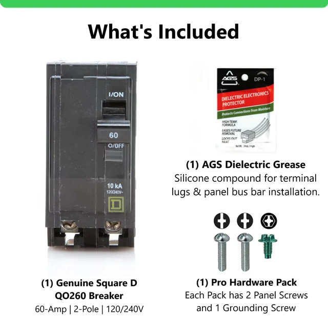 Alt view image 5 of 7 - Genuine Square D QO260 60 Amp Double Pole Circuit Breaker Kit UL Listed, Plug-On Replacement for QO Load Center Panel Box, 60A, 120/240V, 10kAIC, 60Amp, 2 Pole QO Circuit Breaker, 1 Pack