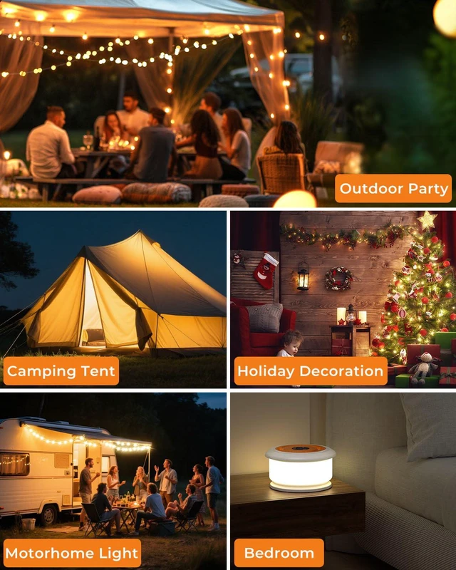 Alt view image 7 of 7 - Camping String Lights, Retractable 32.8FT Rechargeable Fairy Light Quick Storage RGB Flash Lamp Outdoor Waterproof, Portable Hanging Lantern for Outside Tent Patio Awning Garden RV Essentials