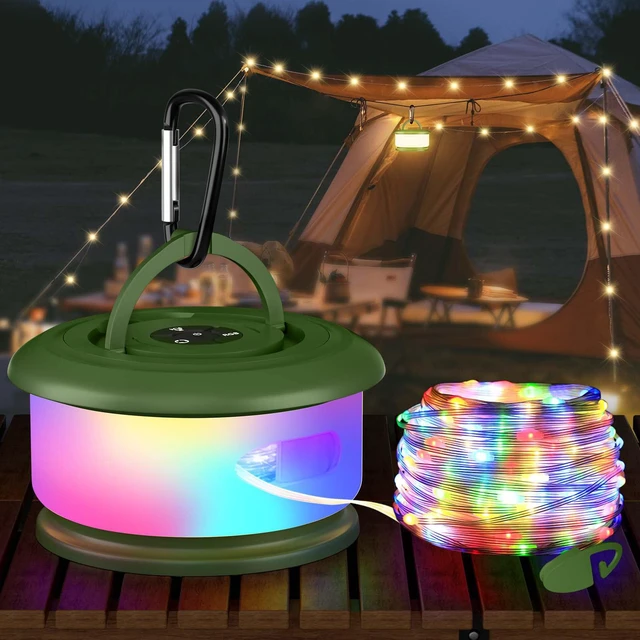 Main image of Camping String Lights, Retractable 32.8FT Rechargeable Fairy Light Quick Storage RGB Flash Lamp Outdoor Waterproof, Portable Hanging Lantern for Outside Tent Patio Awning Garden RV Essentials