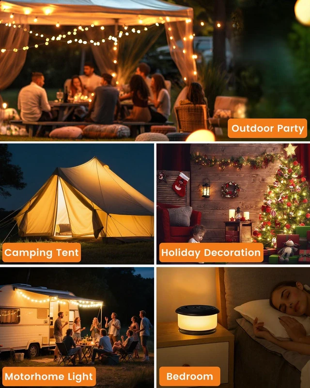 Alt view image 7 of 7 - 2-Pack Camping String Lights, Retractable 4 in 1 Camp Lights 32.8FT Rechargeable Fairy Lamp Outdoor Waterproof, RGB Portable Hanging Lantern for Outside Tent Patio Awning RV Essentials