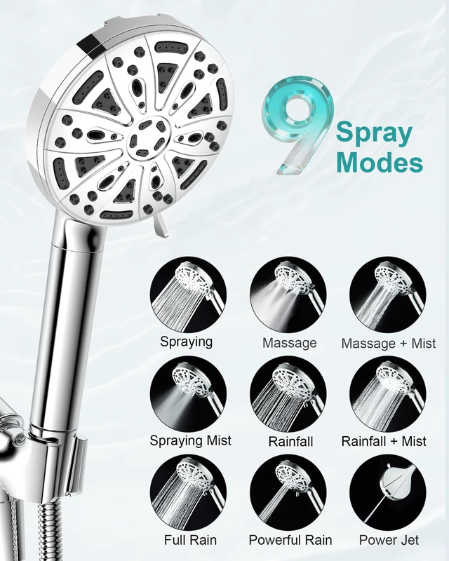 Alt view image 5 of 7 - Filtered Shower Head with Handheld, 5 Filters, Hard Water Softener 9 Spray Modes, High Pressure, 20-Stage Filtration, Remove Chlorine and Heavy Metals, Relieve Dry Itchy Skin, Hose Included