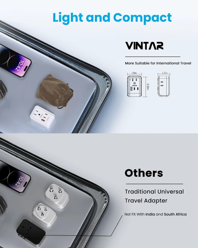 Alt view image 6 of 7 - Universal Travel Adapter, PD 35W Type A,C,G,D,I,M Detachable Plugs 7 in 1 with 4 AC 3 USB Ports (2 USB C), Compact Kit for Travel, International Power Adapter for US Europe UK India Africa AUS