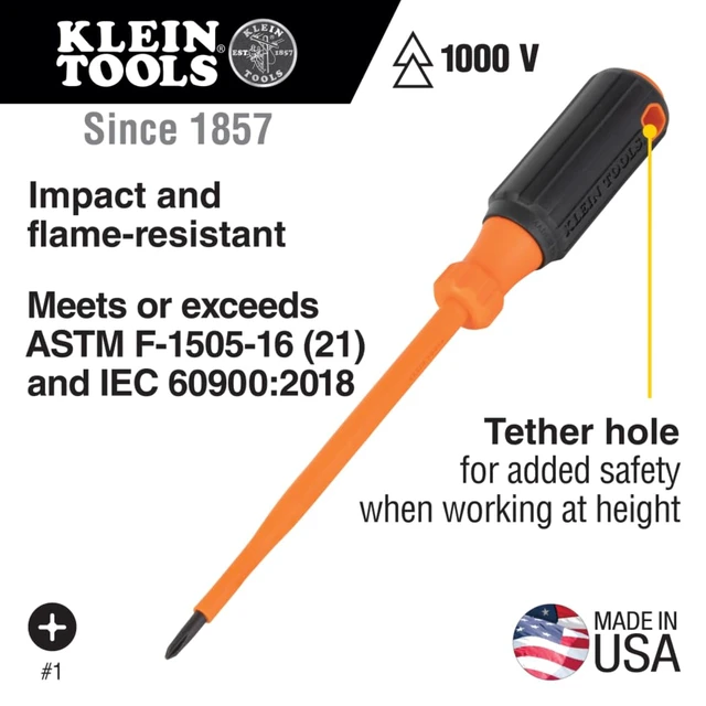Alt view image 3 of 7 - 85077INSR Insulated Screwdriver Set with Magnetizer, Made in USA, 1000V Electrical Screwdrivers, Phillips, Slotted, Square, 7-Piece