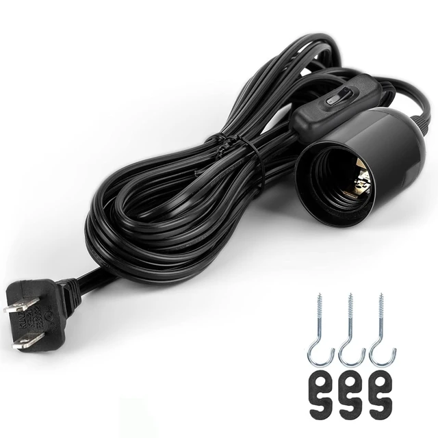 Main image of 1 Pack UL-Listed 20Ft Extension Hanging Lantern Cord Cable Black 360W with E26 E27 Socket On/Off Button Pendant Lighting