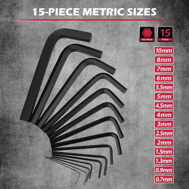 Alt view image 3 of 7 - 41-Piece Hex Key Allen Wrench Set, L Shape Hex and Torx Key Wrenches with Torque Handle | SAE(0.028"-3/8") | Metric(0.7mm-10mm) | Torx(T9-T50) in 3-Layer Storage Case, Heat Treated Cr-V Steel
