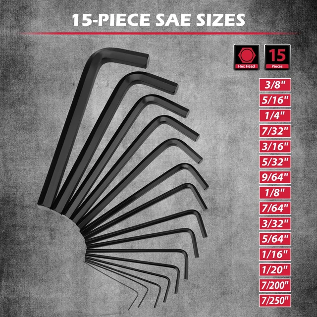 Alt view image 4 of 7 - 41-Piece Hex Key Allen Wrench Set, L Shape Hex and Torx Key Wrenches with Torque Handle | SAE(0.028"-3/8") | Metric(0.7mm-10mm) | Torx(T9-T50) in 3-Layer Storage Case, Heat Treated Cr-V Steel