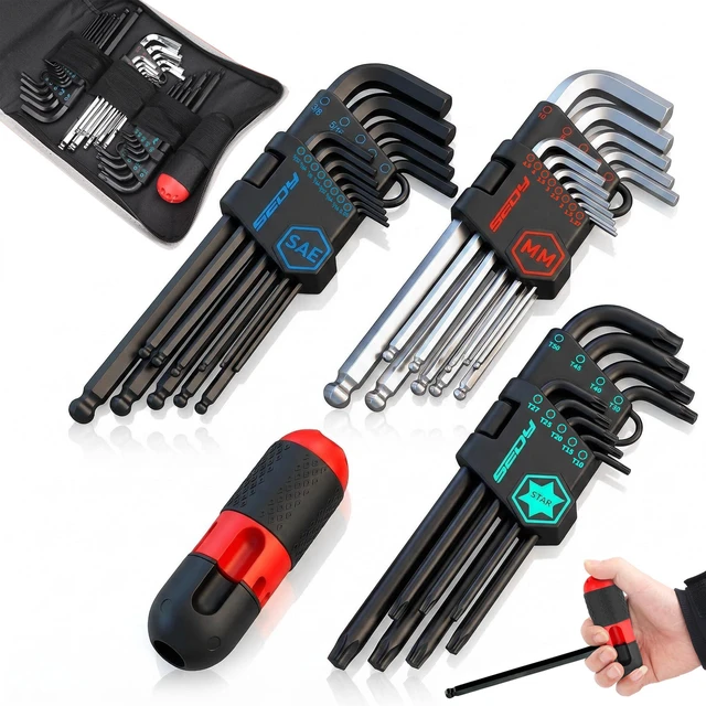 Main image of 36-Pieces Ultimate Allen Wrench Set, Premium Hex & Torx Key Set, SAE & Metric Hex, Ball End Torx Wrenches with Extra