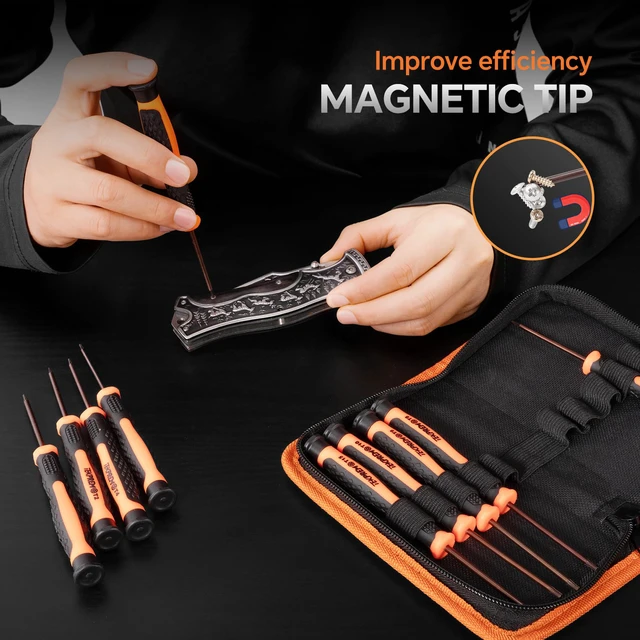 Alt view image 2 of 7 - 10 in 1 Small Torx Screwdriver Set of T2-T15, T2 T3 T4 T5 T6 T7 T8 T9 T10 T15 Torx Security Bits Complete Star Repair Kit for Apple,Macbook,Xbox,PS3,PS4,PS5,Ring Doorbell, Computer,Knives