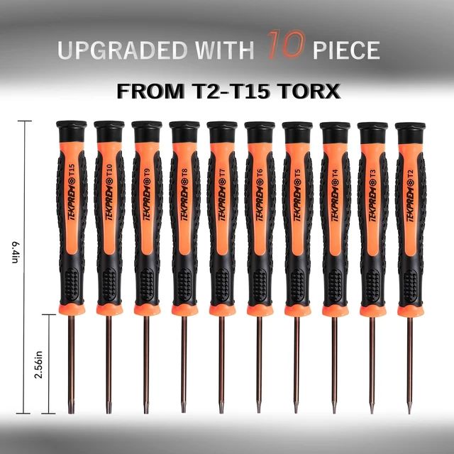 Alt view image 4 of 7 - 10 in 1 Small Torx Screwdriver Set of T2-T15, T2 T3 T4 T5 T6 T7 T8 T9 T10 T15 Torx Security Bits Complete Star Repair Kit for Apple,Macbook,Xbox,PS3,PS4,PS5,Ring Doorbell, Computer,Knives