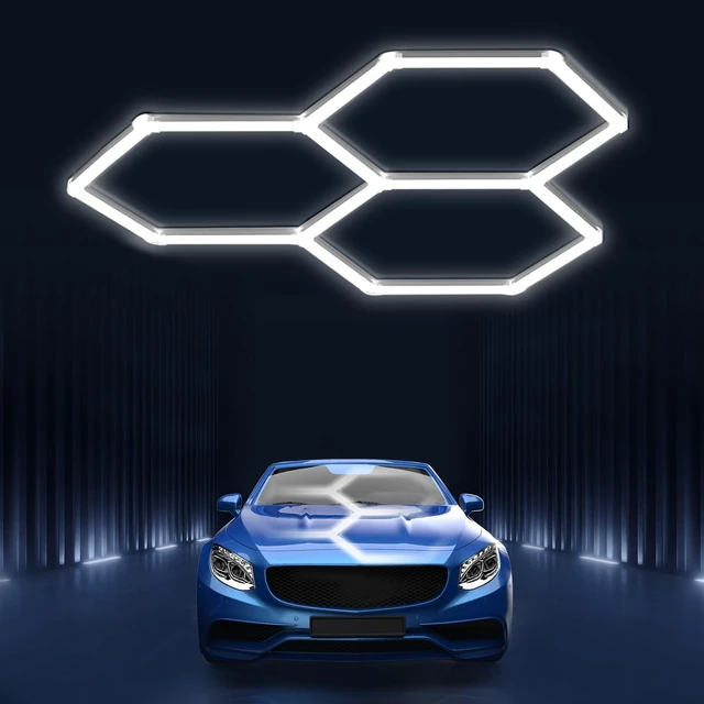 Main image of Hexagon led Lights: DIY Ceiling LED Gym Light Hexagon Garage Lights 16660LM Bigger Size for Basement Warehouse Workshop Barbershop Car Care Wash Room Auto Beauty Shop Exhibition 6500K