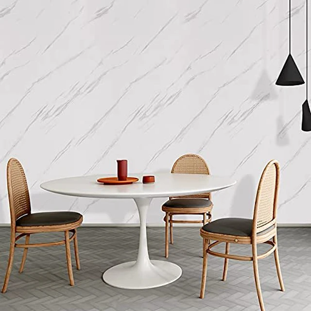 Alt view image 6 of 7 - Marble Contact Paper White Peel and Stick Wallpaper 23.6"×197" Glossy Marble Wallpaper Self Adhesive Removable Wallpapers Waterproof Countertop Paper for Cabinet Furniture Kitchen Vinyl