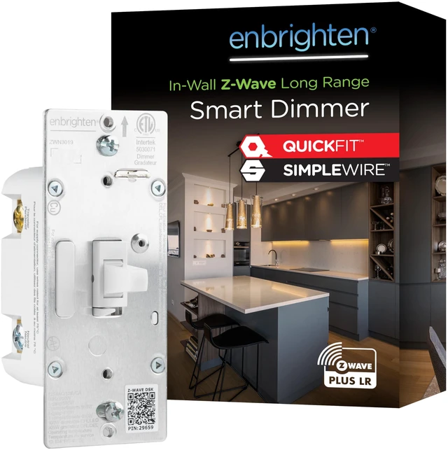 Main image of Z-Wave Long Range Dimmer Switch, 800 Series, Toggle Line/Load Swapping, Direct 3-Way (No Add-On Needed), White or Light Almond, Hub Required, Works with Alexa & Google Home
