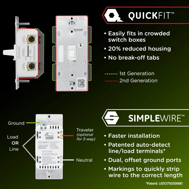 Alt view image 3 of 7 - Z-Wave Long Range Dimmer Switch, 800 Series, Toggle Line/Load Swapping, Direct 3-Way (No Add-On Needed), White or Light Almond, Hub Required, Works with Alexa & Google Home